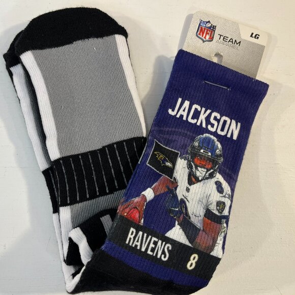 Men's For Bare Feet Lamar Jackson Baltimore Ravens Finnigan Player - Crew Socks - Picture 2 of 4